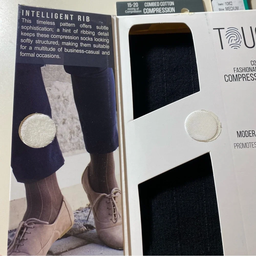 Touch Ladies' Fashionable Knee High Black Compression Socks #1062BL-Medium NWT